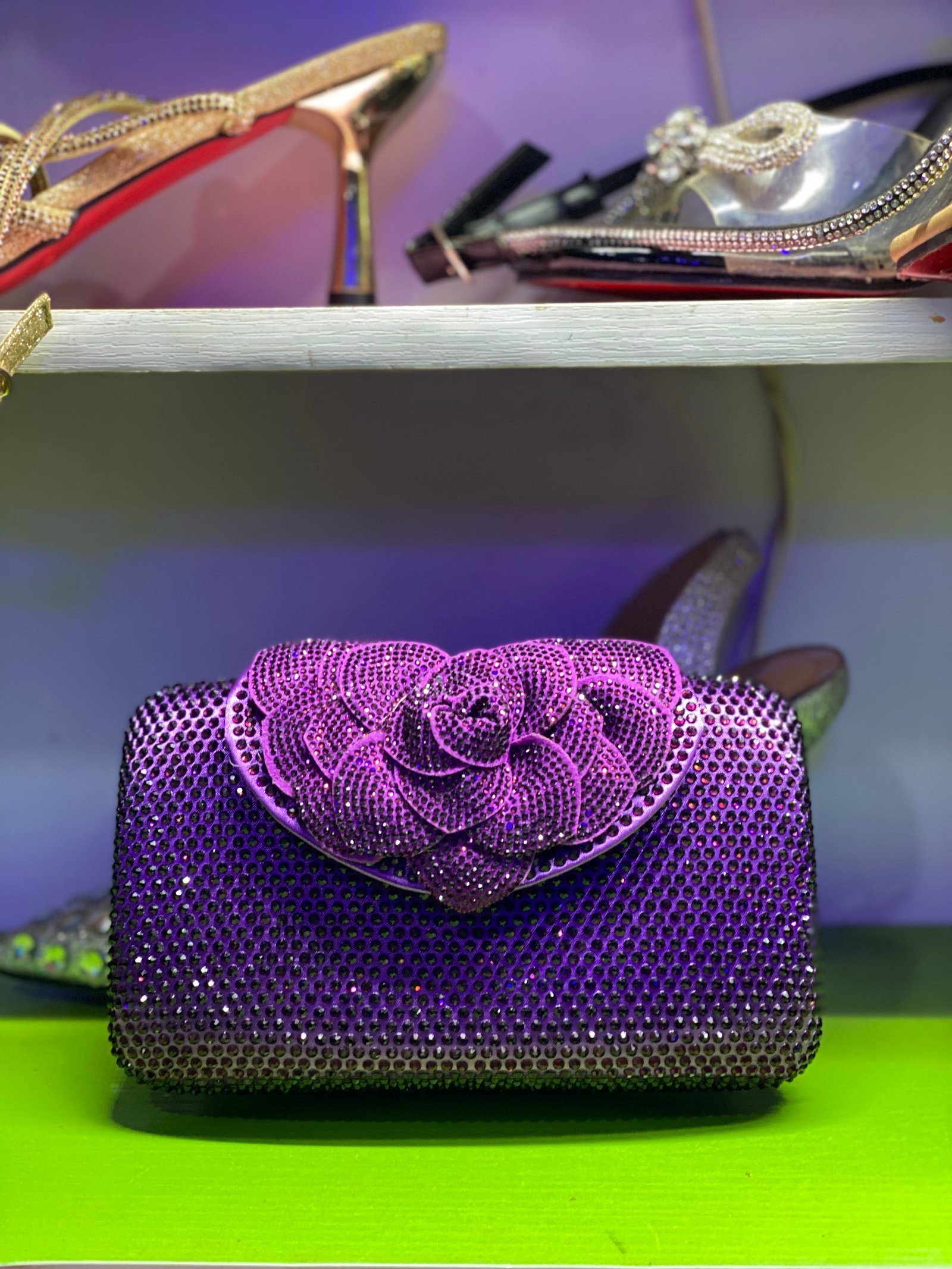 Quality purple clutch purse 