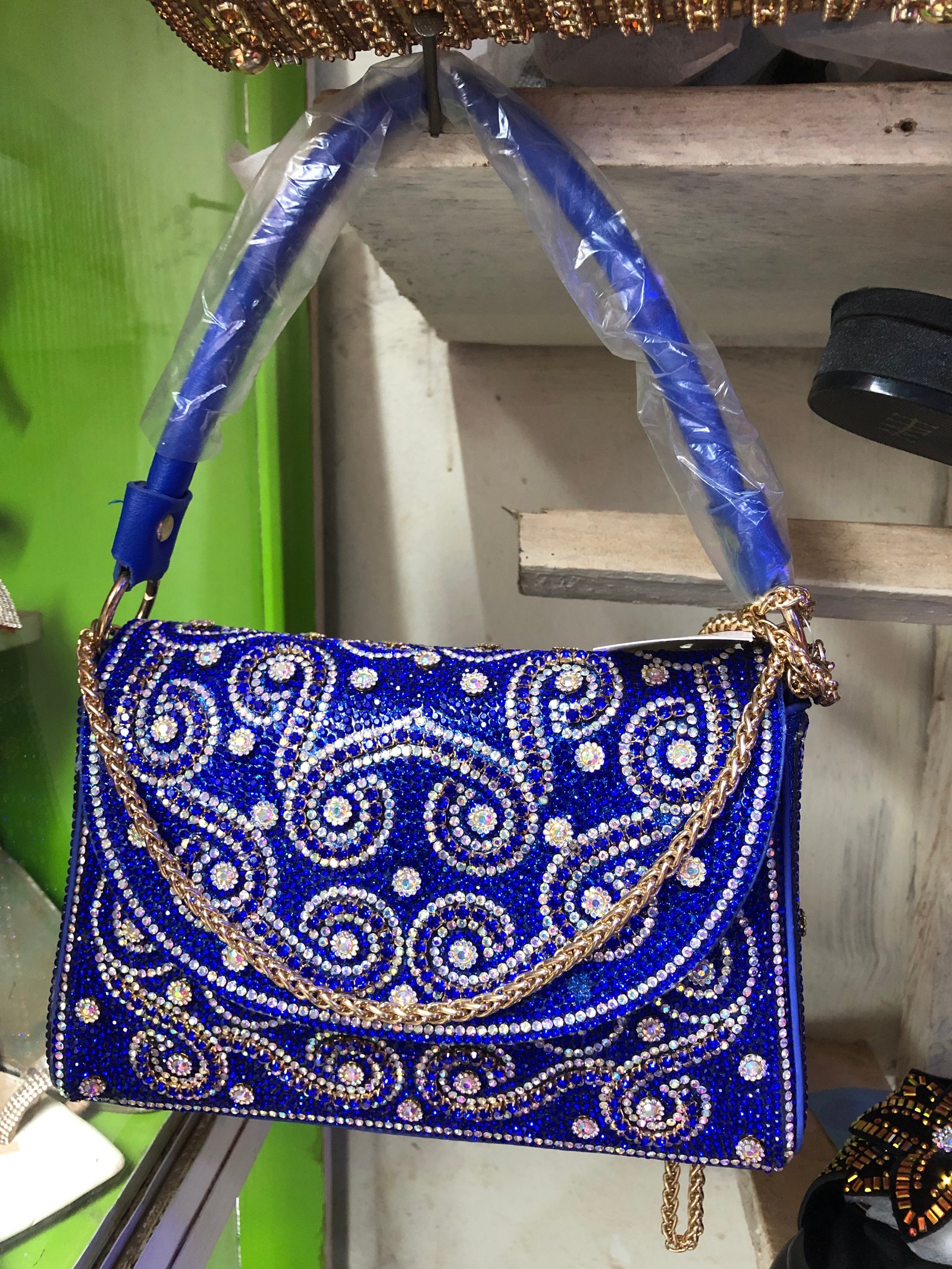 Blue beaded bag 