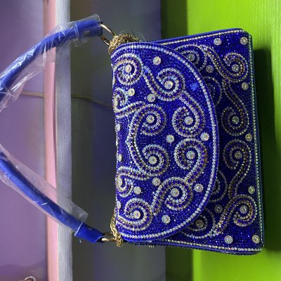 Blue stoned hand bag
