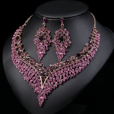 Rhinestone Necklace & Earring 