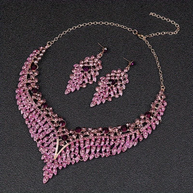Rhinestone Necklace & Earring 