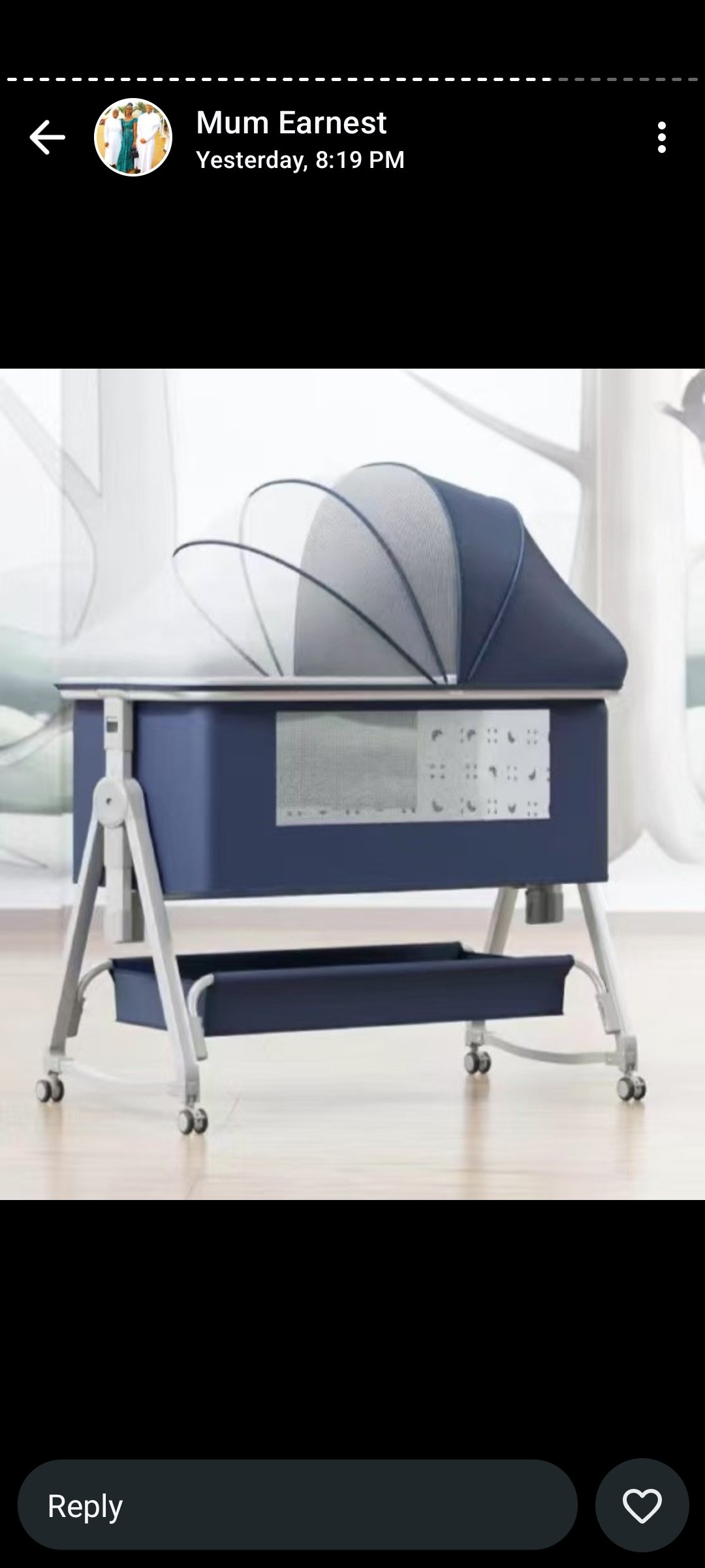 Standing baby bed